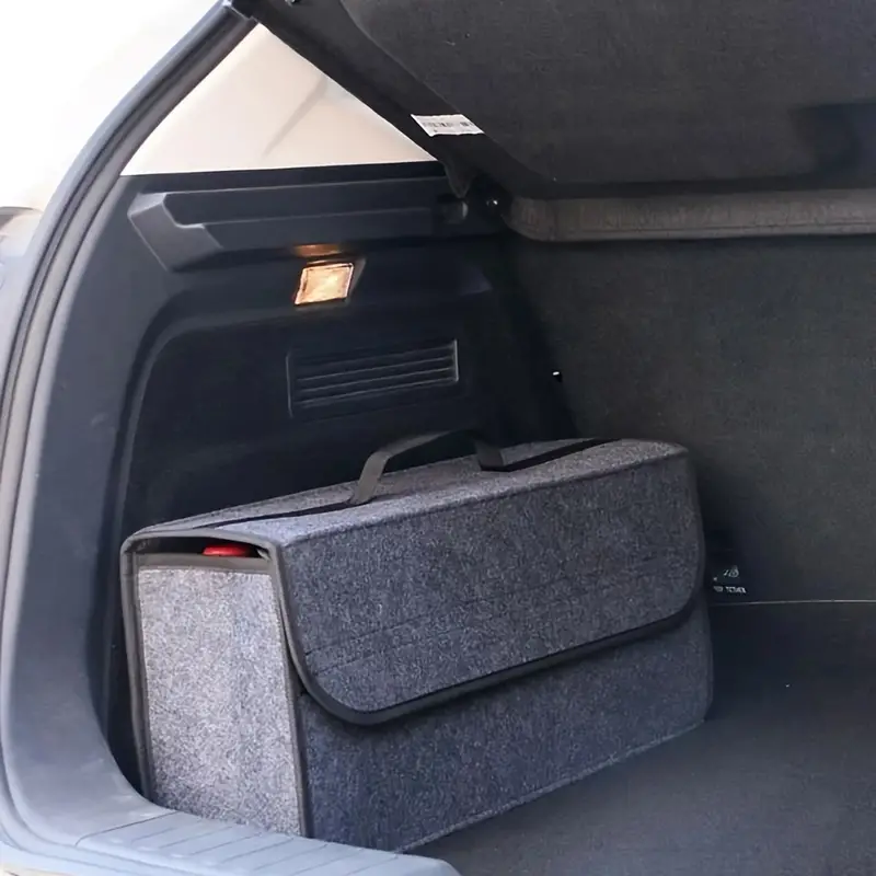 1pc Car Storage Box, Portable, Foldable Car Trunk Organizer, Fel
